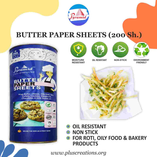BUTTER PAPER SHEETS (200 SHEETS, 11" X 10" ) COMPOSITE CONTAINER