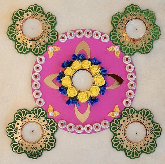 RANGOLI Type A (SET OF 4+1) Pink, 8" inner circle and 4" outer pieces
